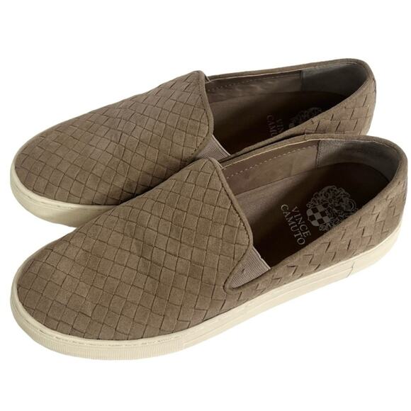 Vince Camuto Camby Taupe Tan Woven Slip-On Platform Sneaker Size 8 - Picture 4 of 9